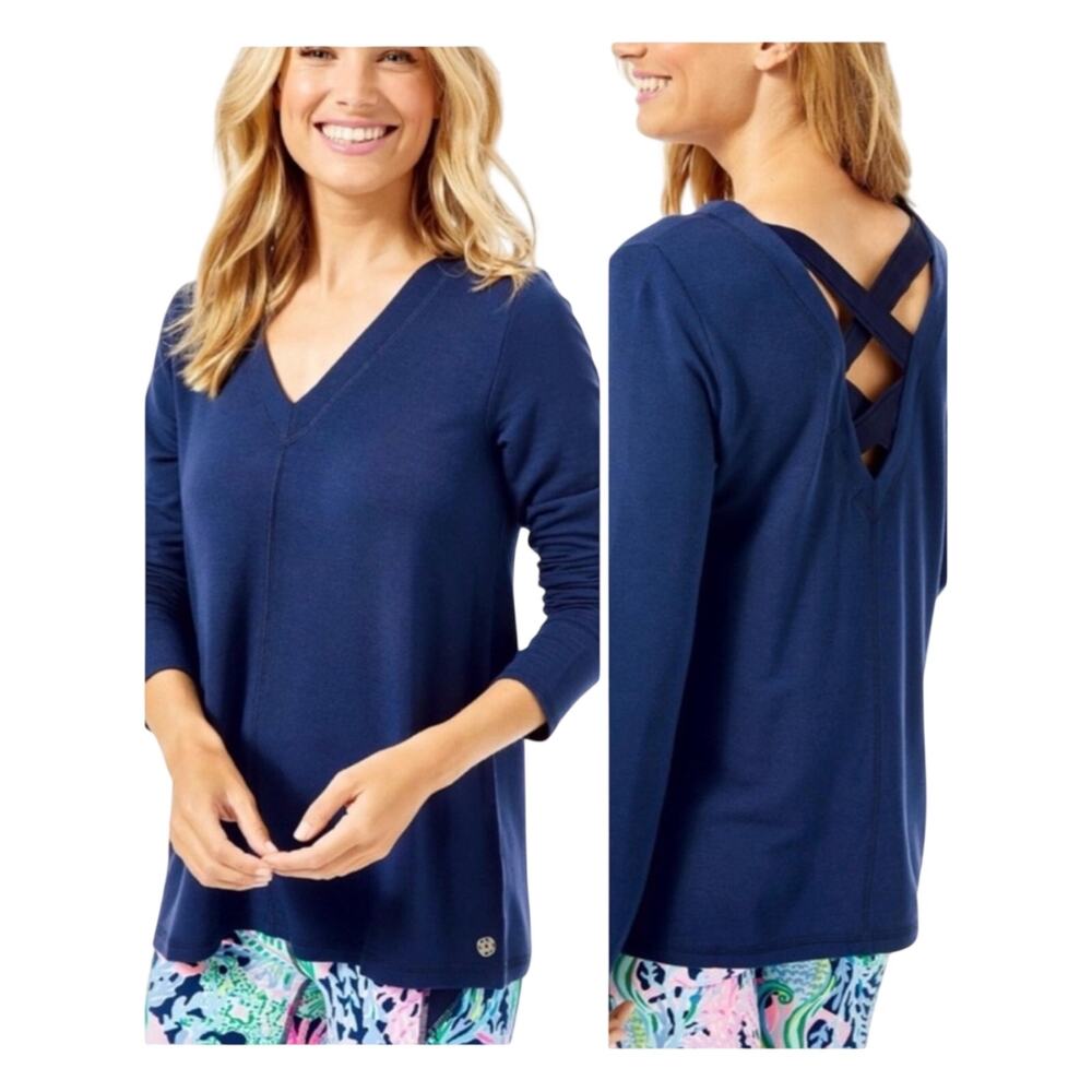 Lilly Pulitzer Areli Pullover True Navy Nautical Beach Tunic Shirt Size Small